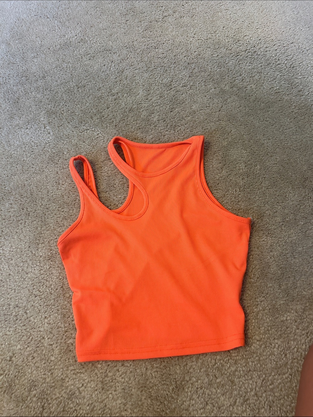 SHEIN Neon Orange Asymmetric Ribbed Tank